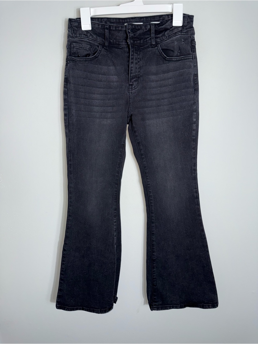 Kancan Faded Black Kurvy High Rise Flare Jeans-Stretch-Size 28